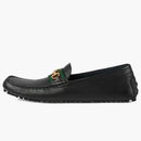 Gucci Ayrton Webbing-Trimmed Horsebit Leather Driver Loafers Black