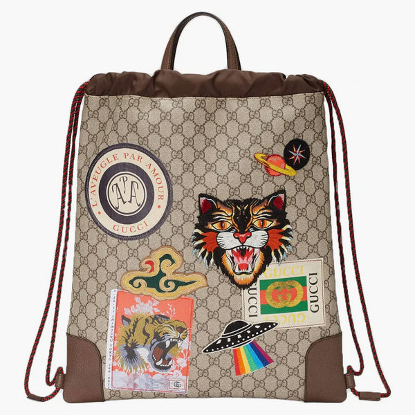 Gucci Courrier Drawstring Supreme EmunReded Applices Beige Multicolor