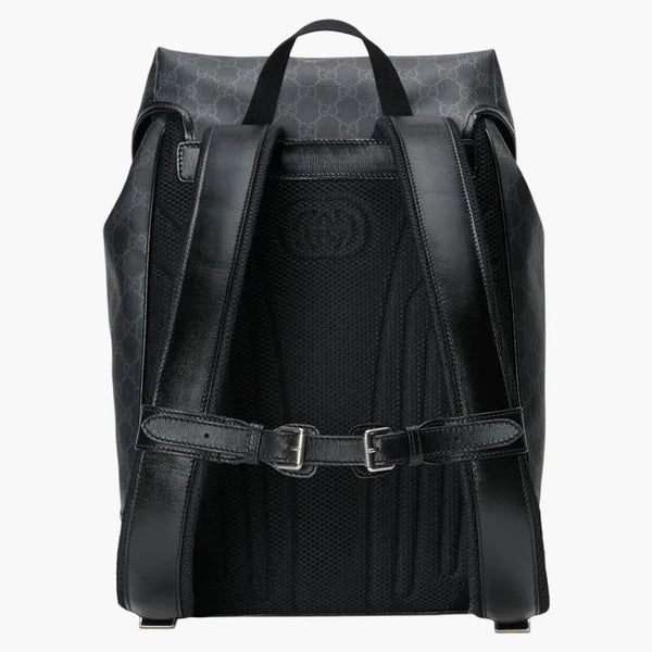 Gucci batoh středního GG Nejvyšší plátno černé/šedé