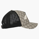 Gucci Bee Print GG Supreme Velcro Strap Baseball Cap Ebony/Beige/Black