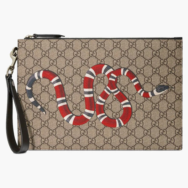 Gucci Bestiary Pouch With Kingsnake Beige/ebony