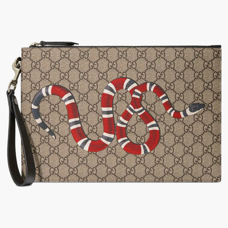 Gucci Bestiary Pouch With Kingsnake Beige/ebony