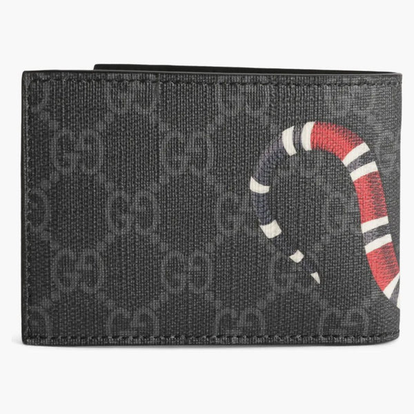 Gucci bifold plånbok GG Supreme Kingsnake (4 kortplatser) svart