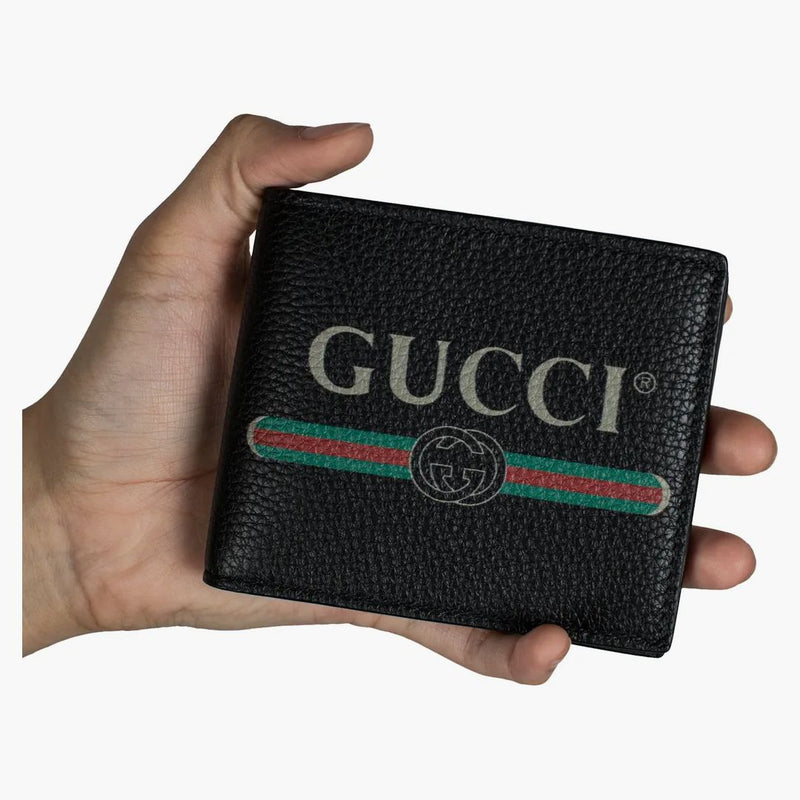 Gucci Print Bifold Wallet Leather (8 Card Slots) Black