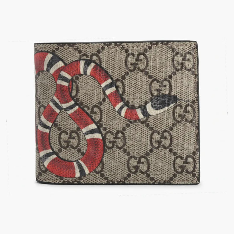 Peněženka Gucci Bifold Wallet GG Supreme Kingsnake (8 karetních slotů) Beige