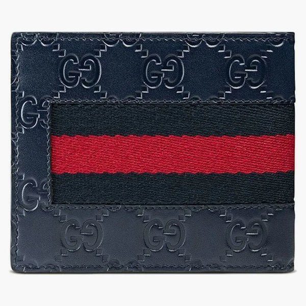 Gucci Bifold Wallet Signature Web (8 Card Slots) Blue