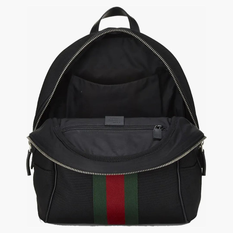 Gucci Black Web Stripe Canvas Batock Black