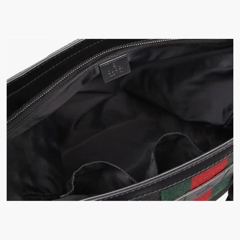 Gucci Black Web Stripe Canvas Dead Bag Black
