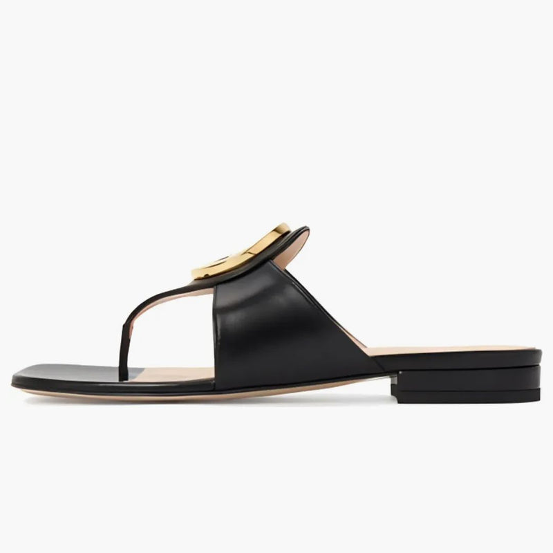 Gucci Blondie Thong Leather Sandals Black (Dámské)