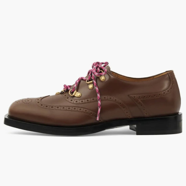 Gucci brogue detaily krajky boty hnědé