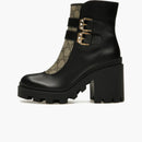 Gucci Buckles Ankle Boots Black Beige (Women's)