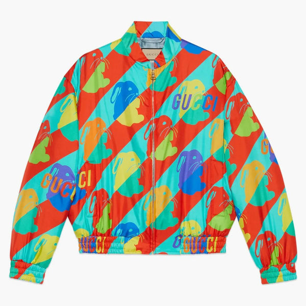 Gucci Bunny Print Twill Zip Jacket Multi