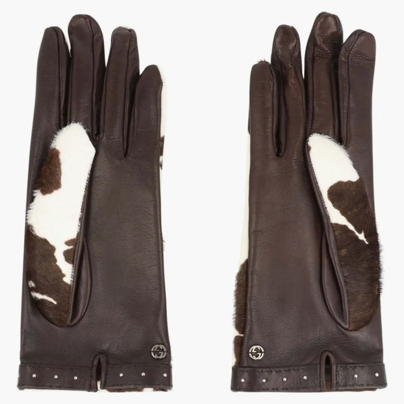 Gucci Calfskin Leather Gloves Brown