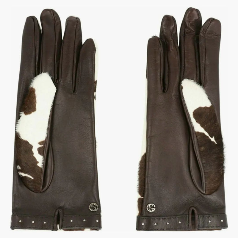 Gucci Calfskin Leather Gloves Brown