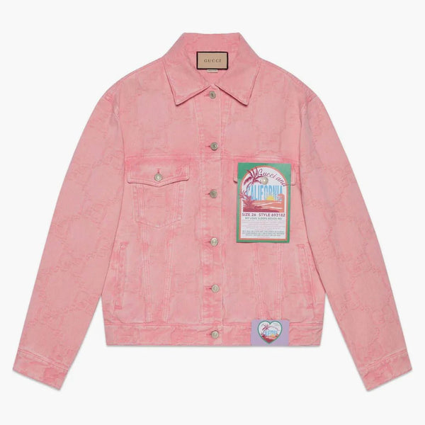 Gucci California GG Supreme Pattern Denim Jacket Pink