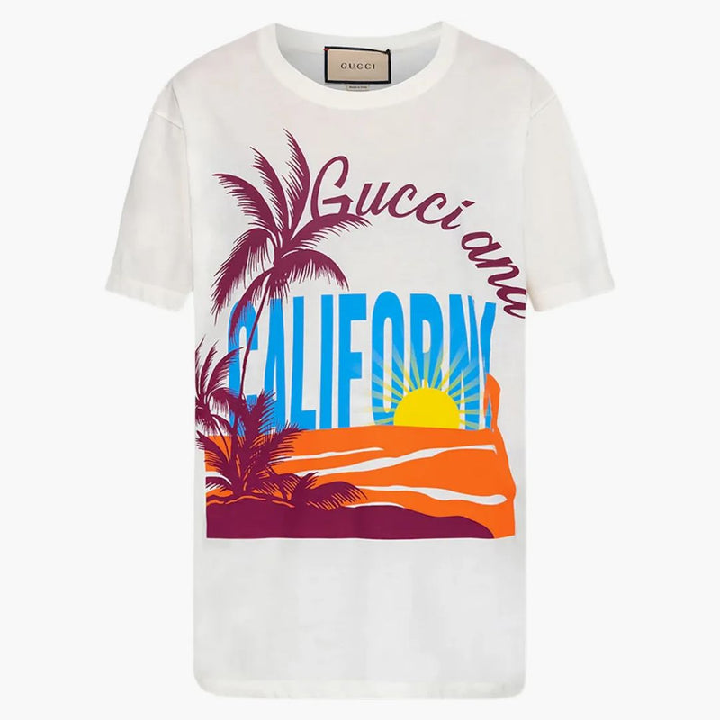 Gucci California nadrozměrné tričko bílé