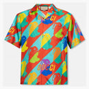 GUCCI Camp Collar Bunny Print Shirt Multi