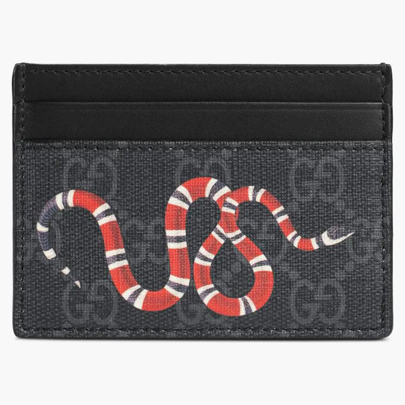 Gucci Card Case GG Supreme Kingsnake Print Black/Gray