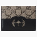Caso de la tarjeta Gucci con interrupción de corte G beige/ébano