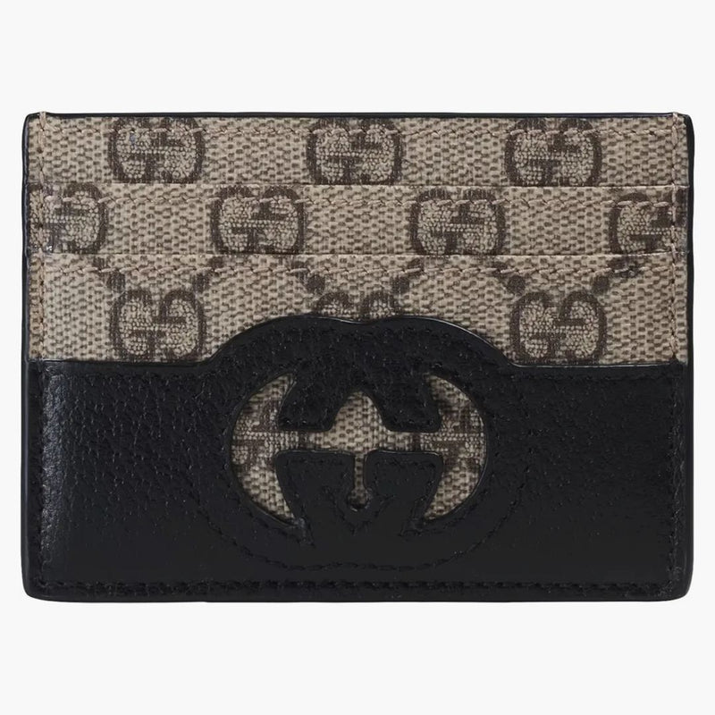 Gucci Card Case with cut-out interlocking g beige/ebony
