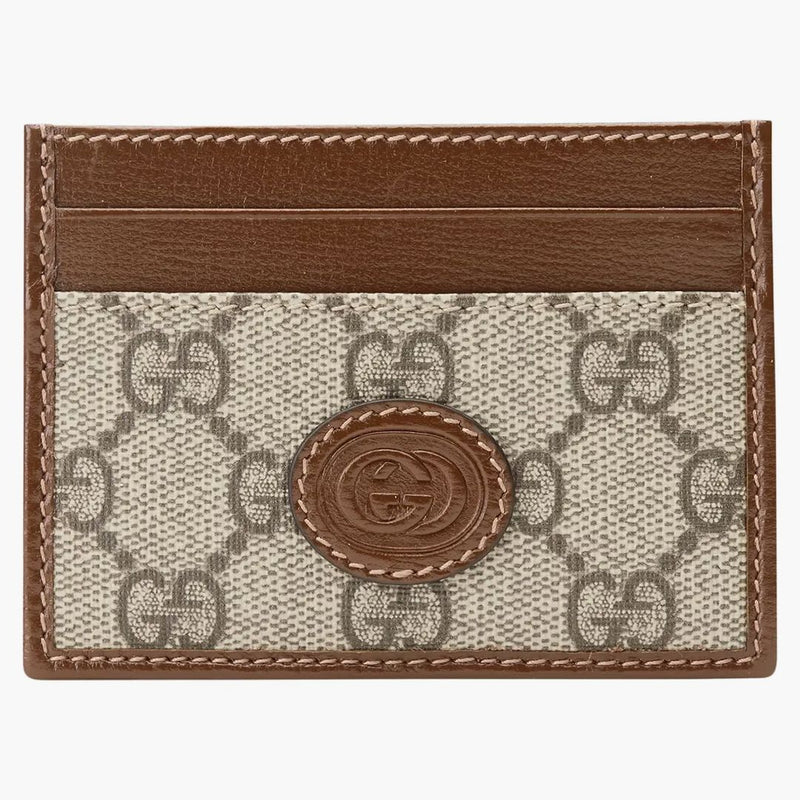 Gucci Card Case with Interlocking G Beige/Ebony