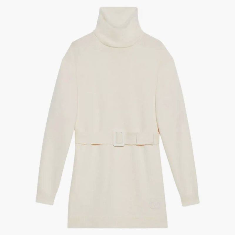 Gucci Cashmere Wool z łatą gg turtleeck top kości słoniowej