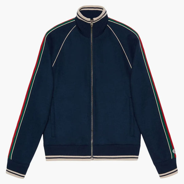 Gucci cashmere zip-up jacket navy