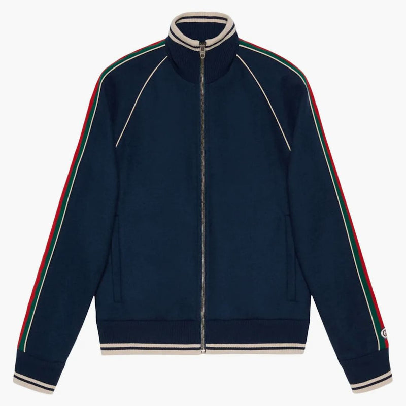 Gucci cashmere zip-up jacket navy