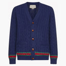 Gucci Cashmere a Wool Cable-pletený svetr modrá