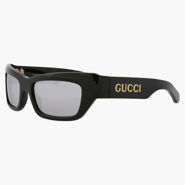 Occhiali da sole acetato riciclati di gatto Gucci Cat Black/Black/Silver (GG1296S-30013841-002)