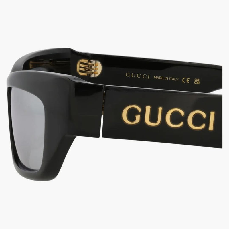 Gucci Cat Eye-ram återvunnet acetat solglasögon svart/svart/silver (GG1296S-30013841-002)