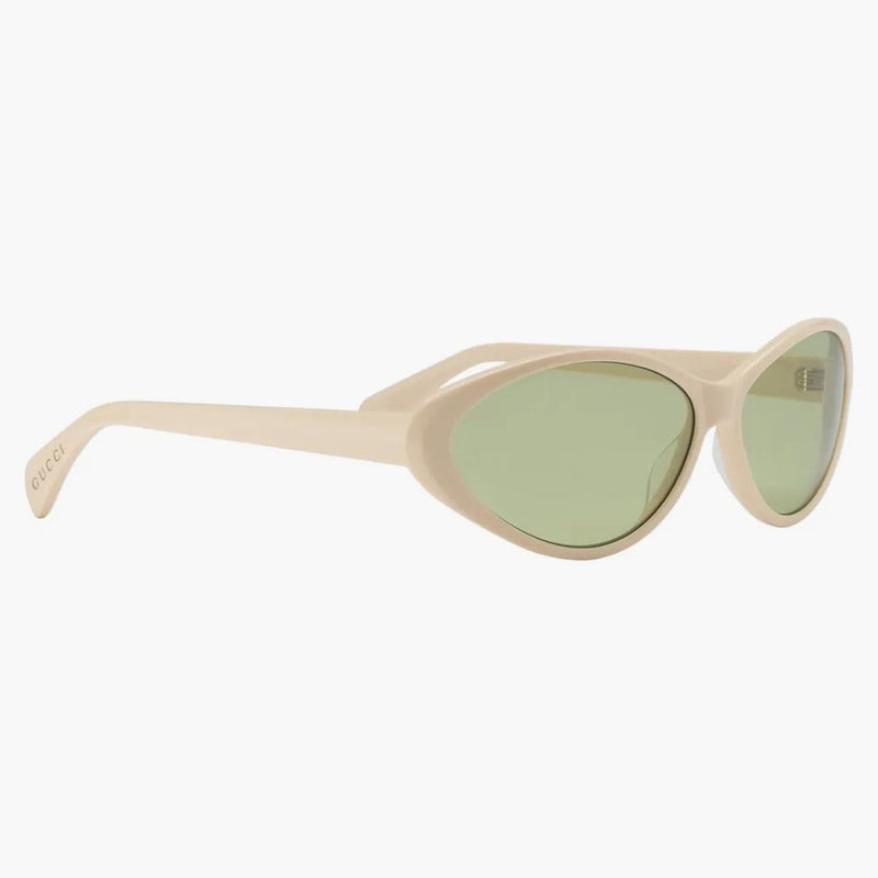 Gucci Cat-Eye Frame Solglasögon Glänsande elfenben/grönt (733799 J0740 9230)