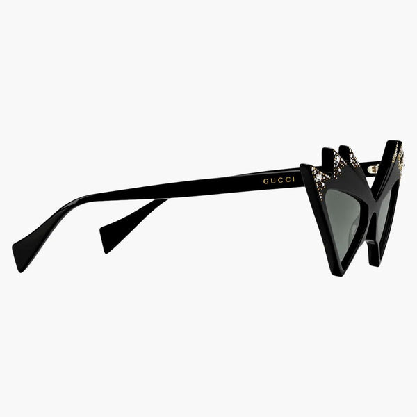 Gucci Cat-Eye Frame con occhiali da sole in cristalli Nero/Grigio (720725 J0741 1012)