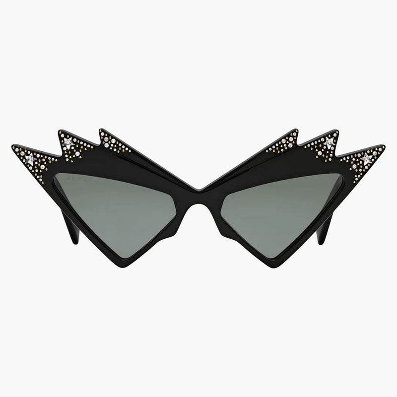 Gucci Cat-Eye Frame con occhiali da sole in cristalli Nero/Grigio (720725 J0741 1012)