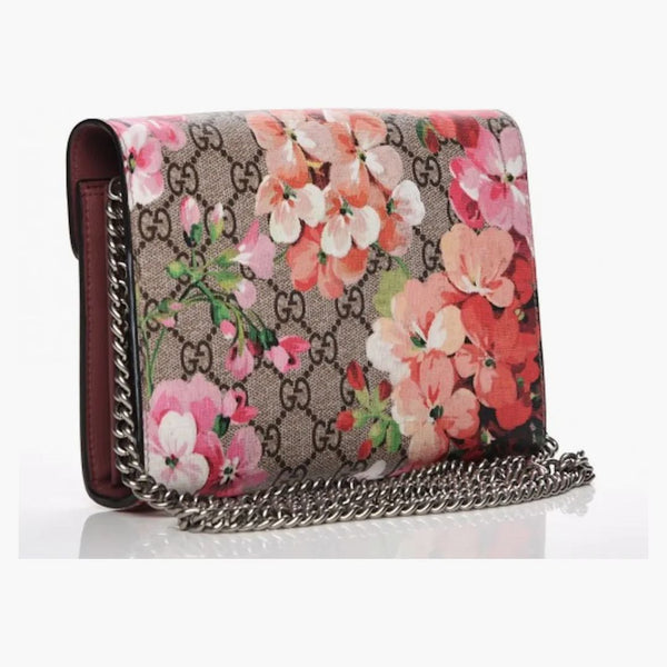 Gucci Dionysus Chain Wallet Gg Supreme Blooms Mini Antique Rose