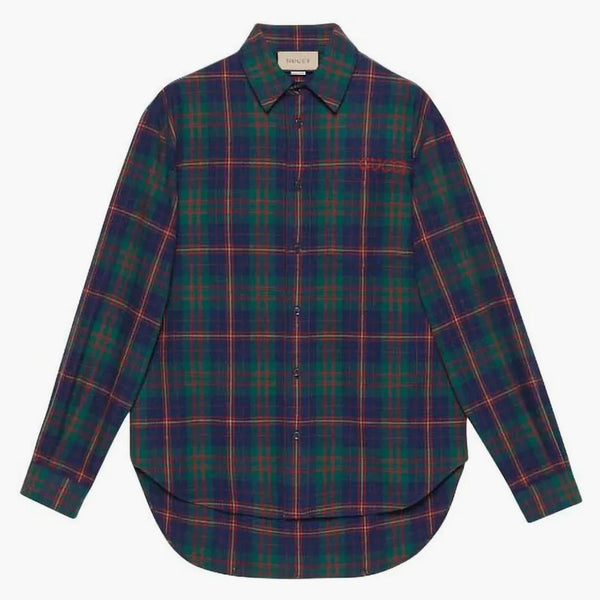 Gucci Check Pattern Shirt Green