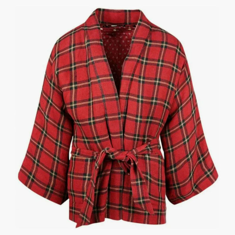 Gucci Checked Kimono Jacket Red/black
