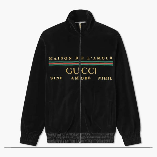 Gucci Chenille Embroidered Track Jacket Black