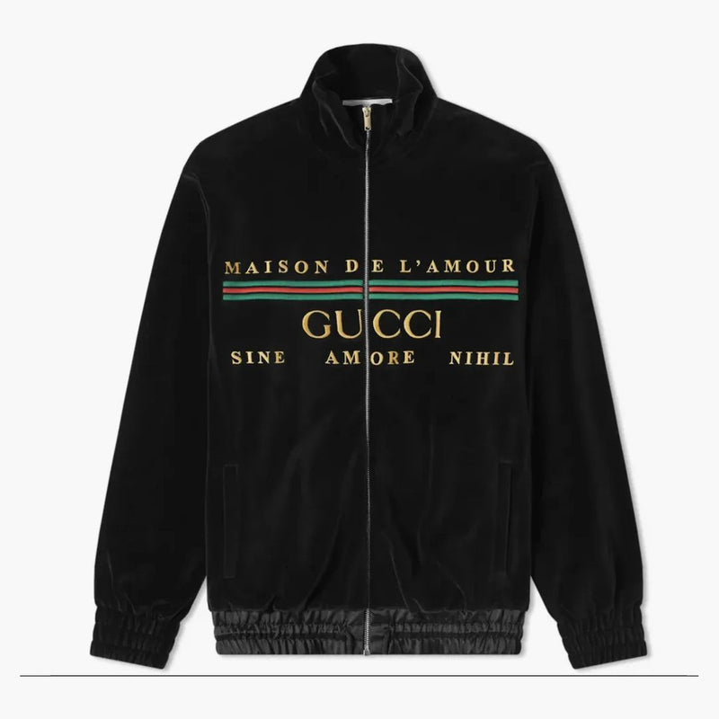 Gucci Chenille Embroidered Track Jacket Black