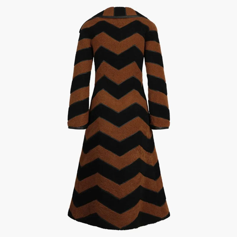 Gucci Chevron Fur Coat Brown