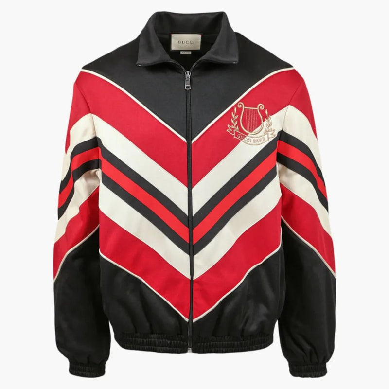 Gucci Chevron Jersey Track Jacket Black/red