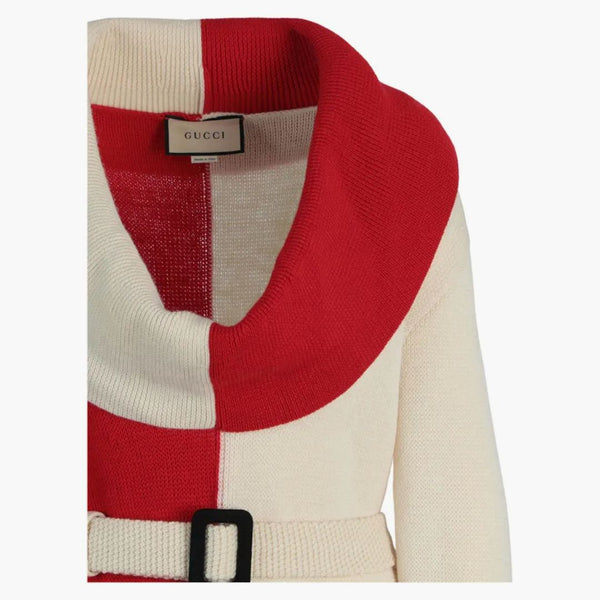 Gucci chunky ullbälte tröja vit/röd