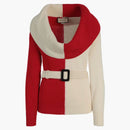 Gucci Chunky Wool Belted Sweater White/Red