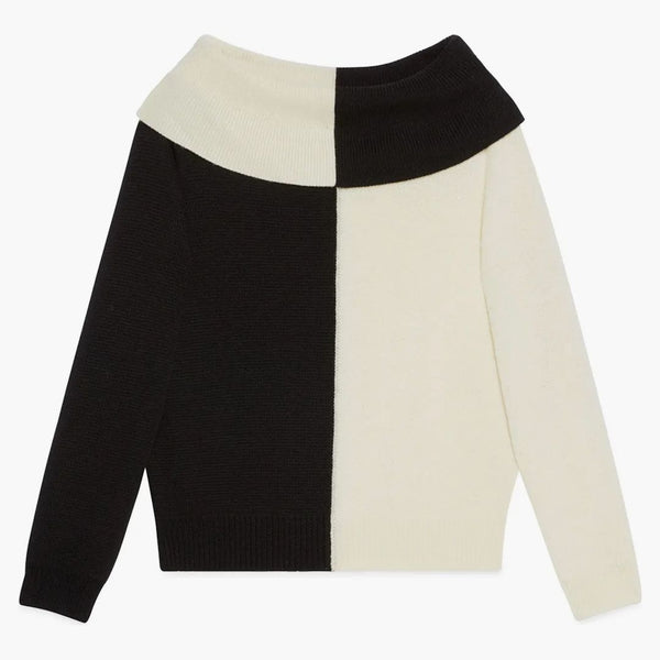 Gucci chunky ull bicolor tröja svart/vit