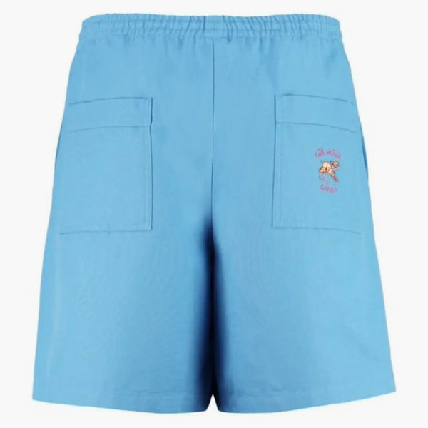 Gucci Ciel de Nuit Animal Cotted Cotton Shorts Blue