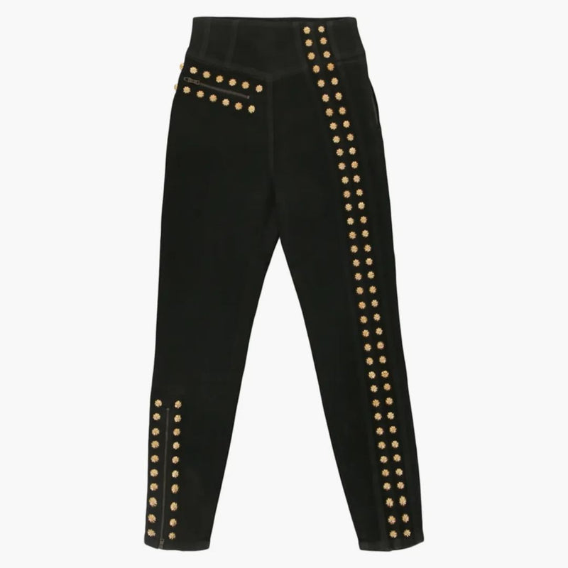 Gucci potažené džínové kalhoty s čepy černé/zlaté