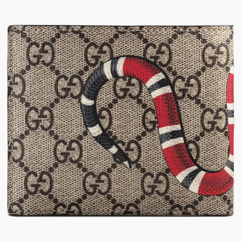 Gucci Coin Wallet Gg Supreme Kingsnake Print Beige/ebony