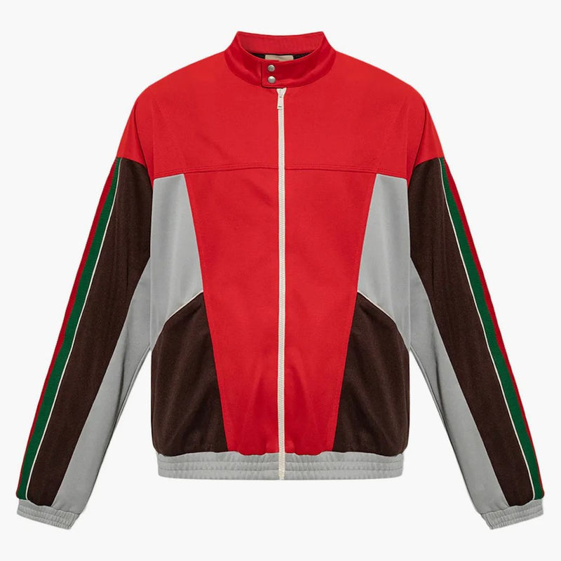 Gucci Color Block Zip Up Jacket Red/Green/Brown