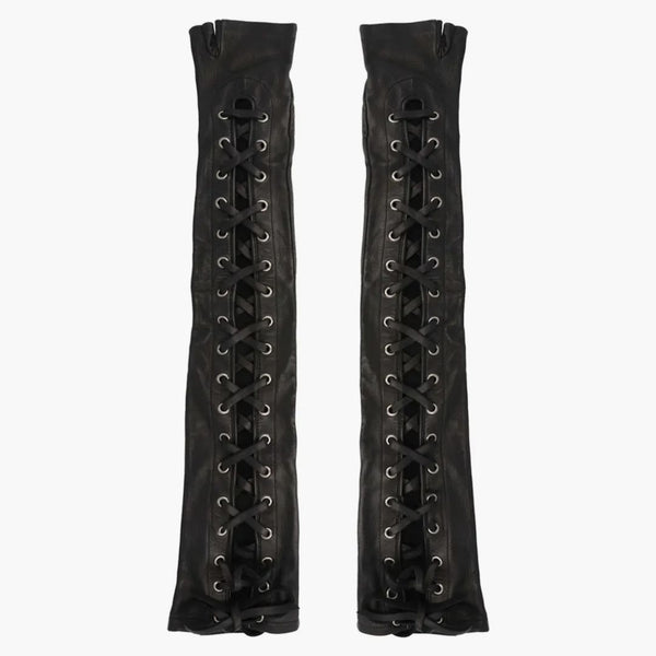 Gucci Corset Lacing Fingerless Gloves Black