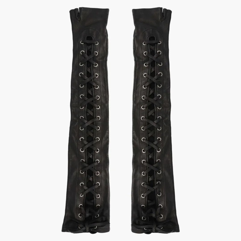 Gucci Corset Lacing Fingerless Gloves Black